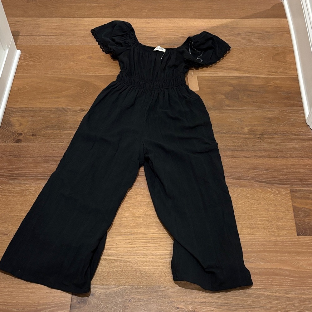 Chic Black Puff Sleeve Jumpsuit